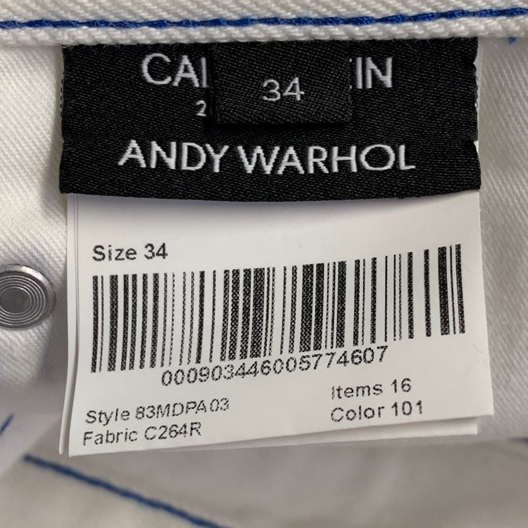 CALVIN KLEIN 205W39NYC x ANDY WARHOL Size 34 White Contrast Stitch Cotton Casual Pants