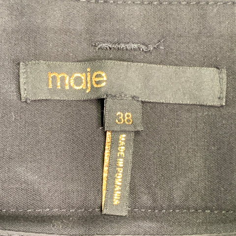 Pantalon décontracté taille haute en mélange de coton noir, taille 2 MAJE