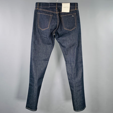 RAG & BONE Size 30 Navy Cotton Straight Selvedge Jeans