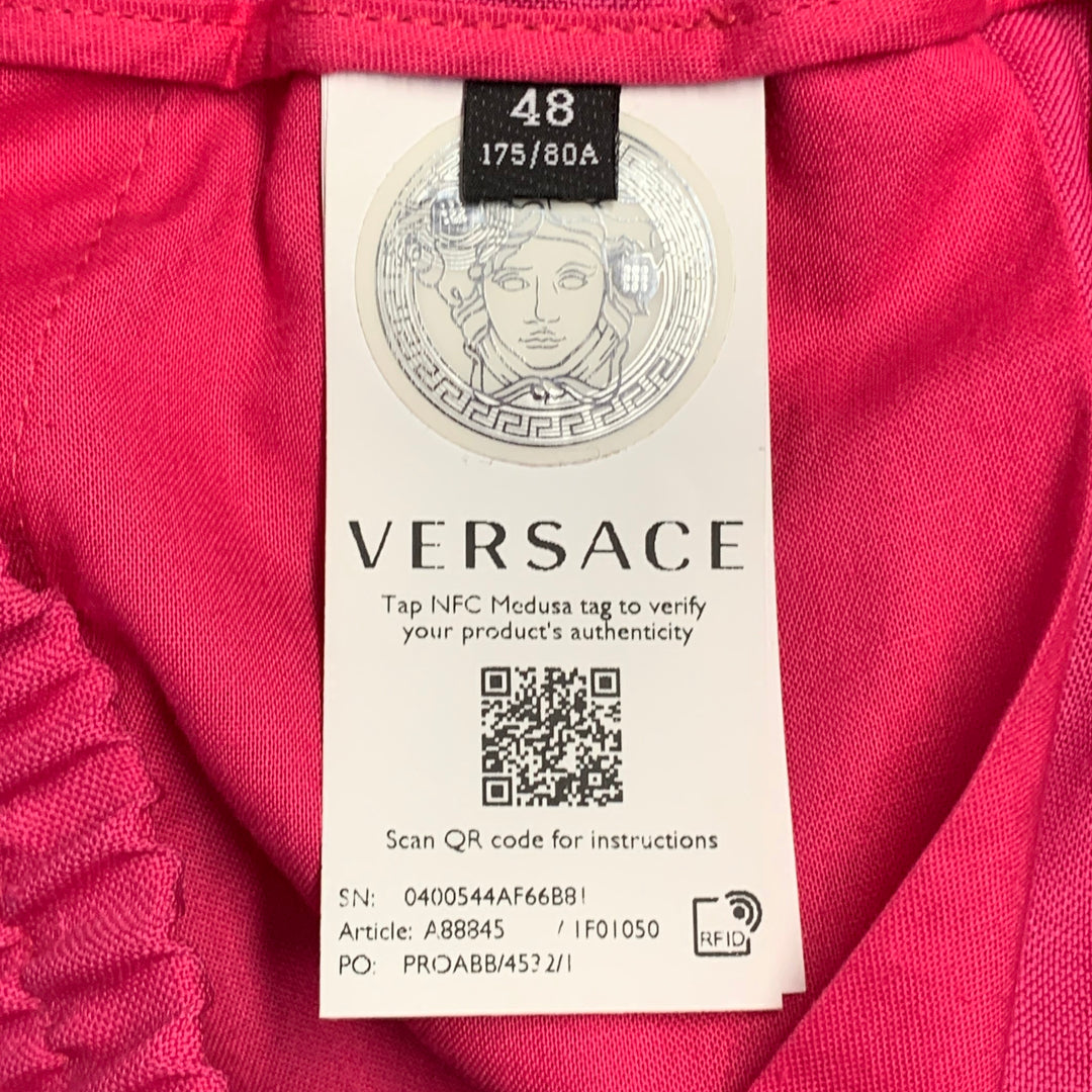 VERSACE Size M Pink Fuchsia Virgin Wool Mohair Pleated Tapered Casual Pants