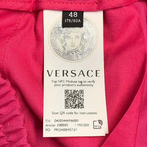 VERSACE Size M Pink Fuchsia Virgin Wool Mohair Pleated Tapered Casual Pants
