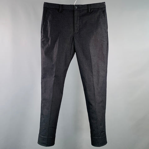 GLOBAL WORK Size L Indigo Twill Cotton Blend Drawstring Casual Pants