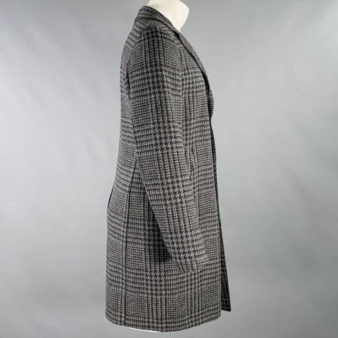 ELEVENTY Size 36 Grey Black Glenplaid Wool Blend Coat