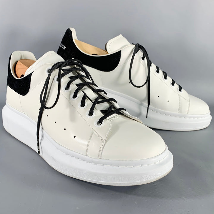 ALEXANDER MCQUEEN Size 10 White Black Leather Sneakers