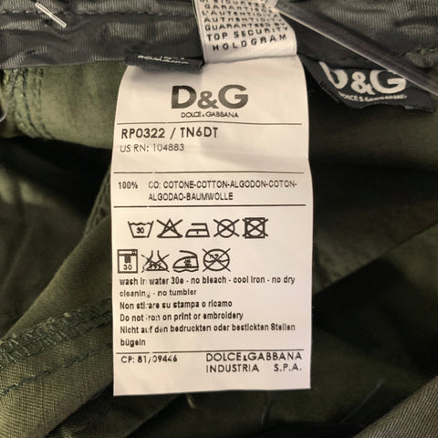 DOLCE & GABBANA Size 30 Green Olive Cotton Cargo Shorts
