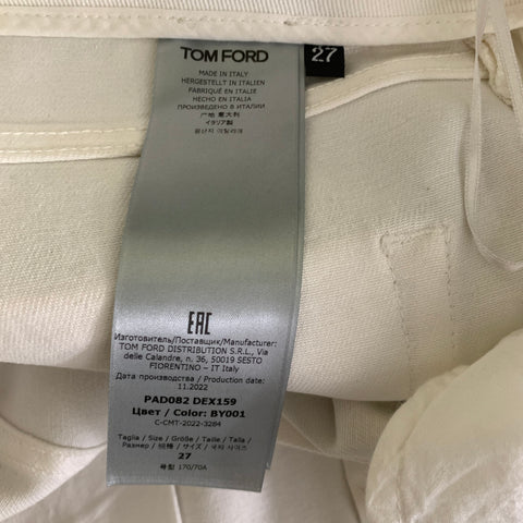 TOM FORD Size 27 Gold White Cotton Elastane Metallic Zip Fly Jeans