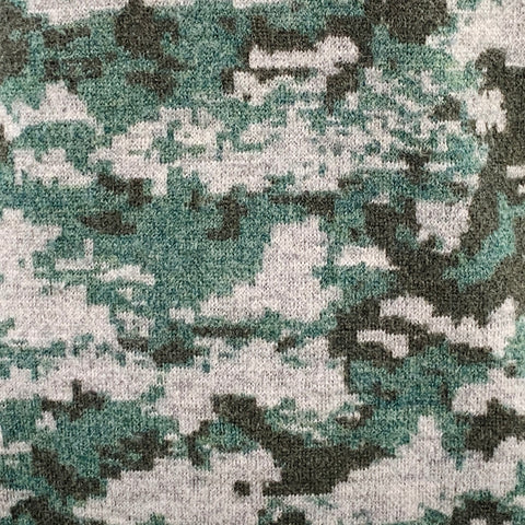 ESTNATION Size M Grey Green Camouflage Wool V-Neck Sweater