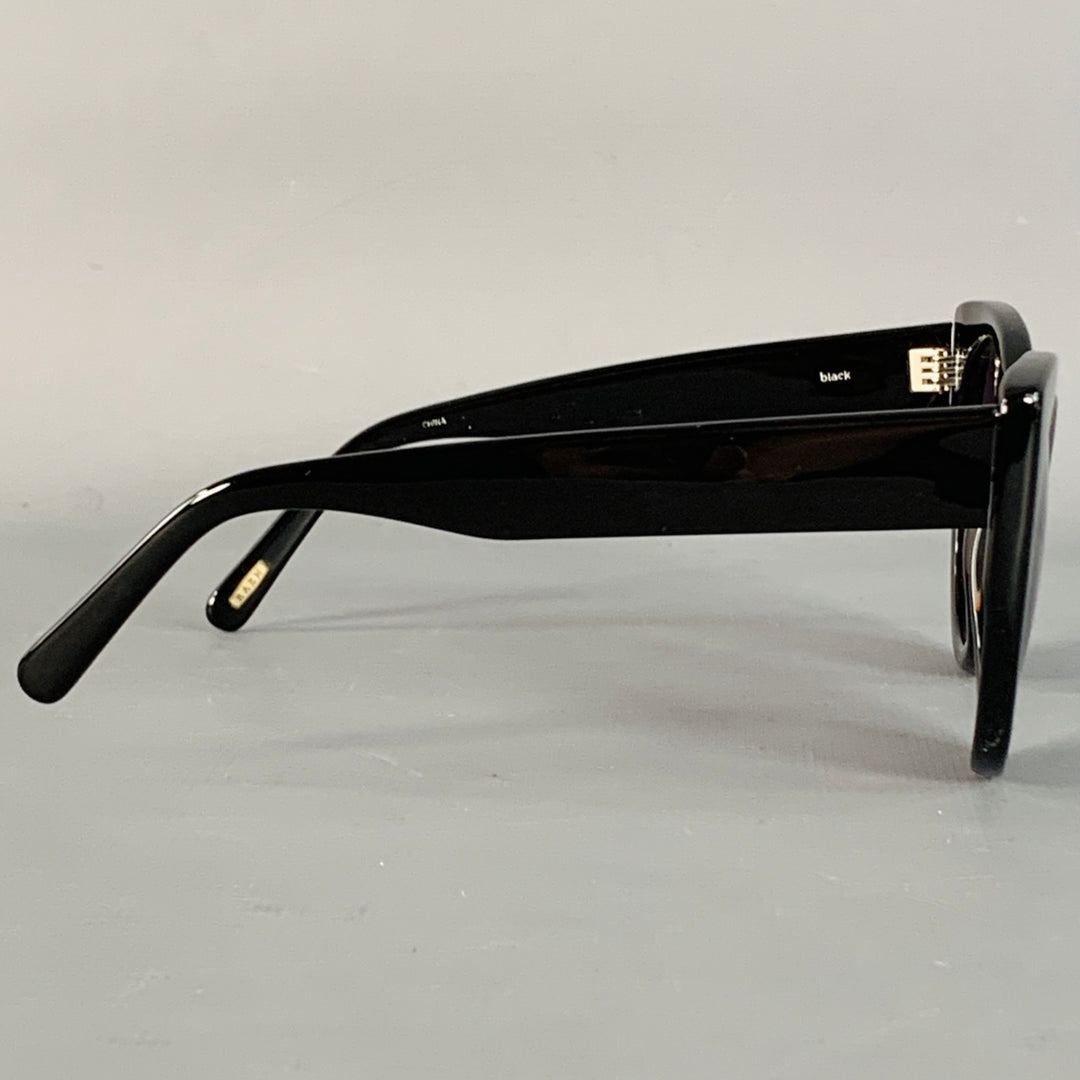 RAEN Durante Black Acetate Round Cat Eye Polarized Sunglasses