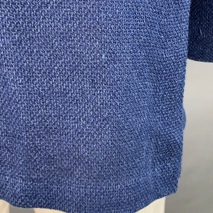SUITSUPPLY Size 44 Blue Woven Silk Linen Notch Lapel Sport Coat