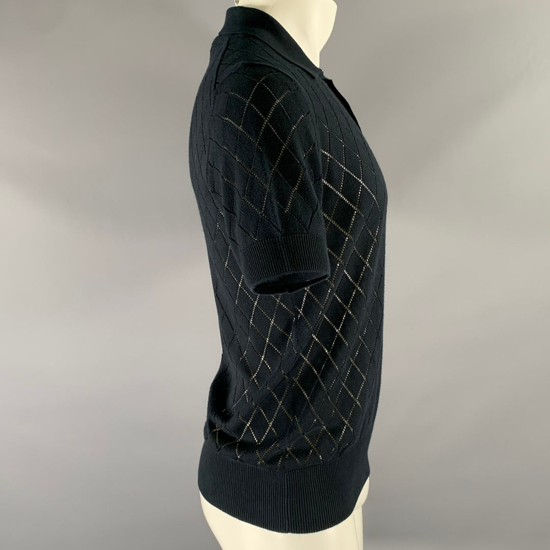 PRINGLE Size M Navy Knit Cotton  Polo