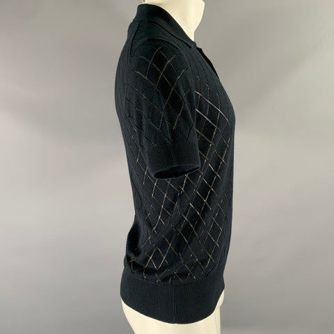 PRINGLE Size M Navy Knit Cotton  Polo