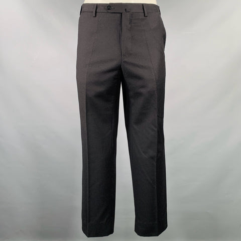 BORRELLI Size 36 Black Wool Zip Fly Dress Pants