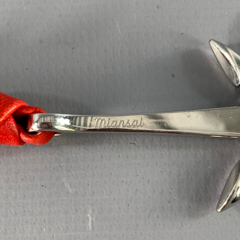 MIANSAI Red Silver Anchors Leather Metal Lariat Necklace
