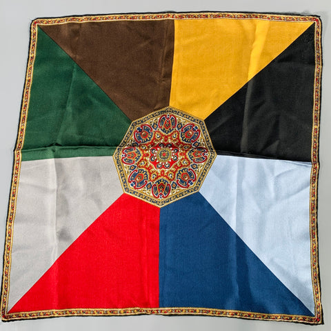 SUPERBA Multi Color Color Block Silk Pocket Square