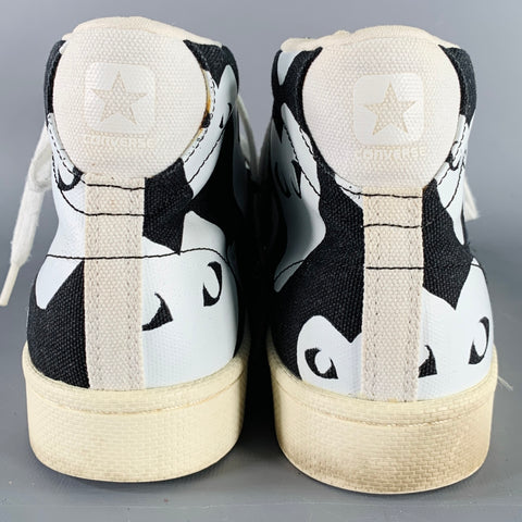 CONVERSE COMME des GARCONS PLAY Sz 10 Black White Hearts Canvas High Top Sneaker