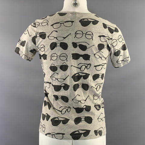 MAISON MARGIELA Size S Grey Black Sunglasses Cotton Scoop Neck T Shirt