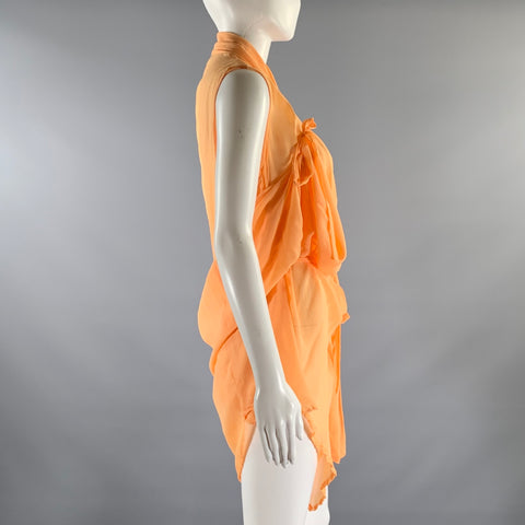 ANN DEMEULEMEESTER Size M Peach Draped Sleeveless Shirt