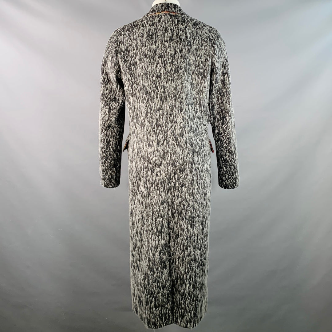 PAUL SMITH Size M Grey White Textured Wool Blend Peak Lapel Coat