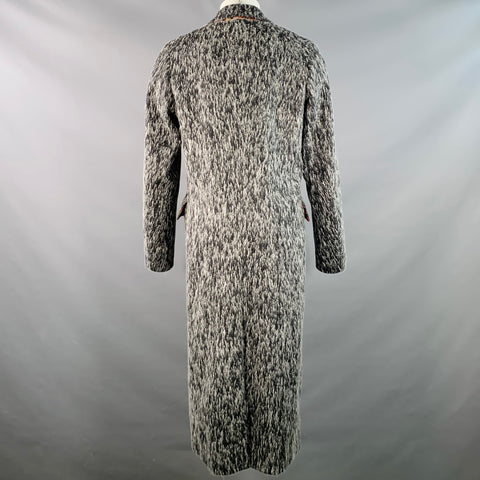PAUL SMITH Size M Grey White Textured Wool Blend Peak Lapel Coat