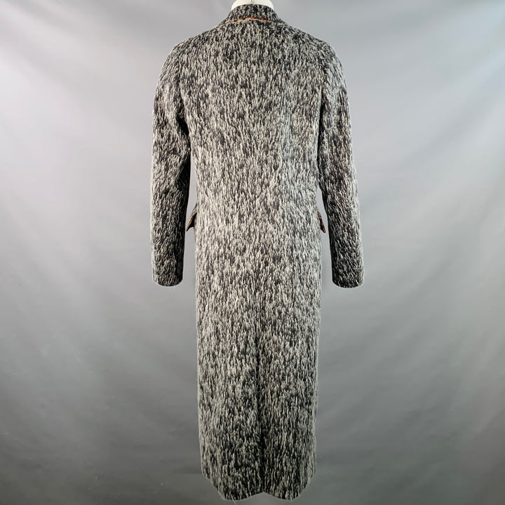 PAUL SMITH Size M Grey White Textured Wool Blend Peak Lapel Coat