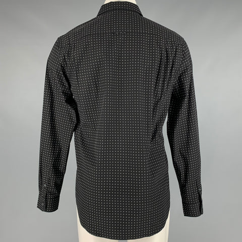 VINCE Camisa de manga larga con un bolsillo de algodón Nailhead blanco marino talla M