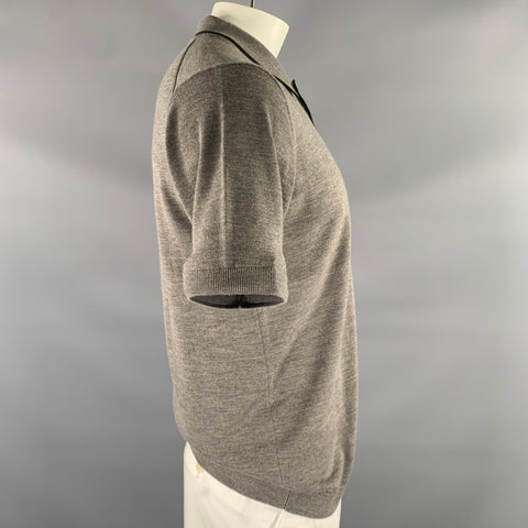 RAG & BONE Size L Brown Black Knitted Wool Cashmere Buttoned Polo