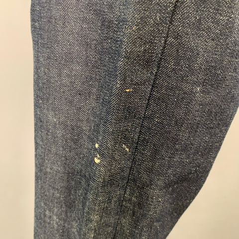 A-B FITS Size 34 Navy Contrast Stitch Cotton Button Fly Jeans