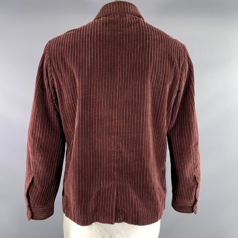 ERMENEGILDO ZEGNA Size L Burgundy Corduroy Cotton cashmere Chore Jacket