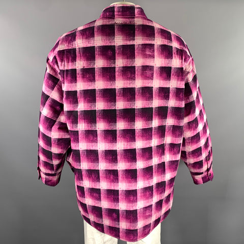 ACNE STUDIOS Size 40 Pink Purple Plaid Cotton Shirt Jacket Jacket