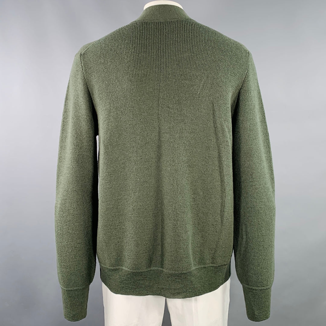 MARGARET HOWELL Size L Green Sage Knit Merino Wool V-Neck Cardigan