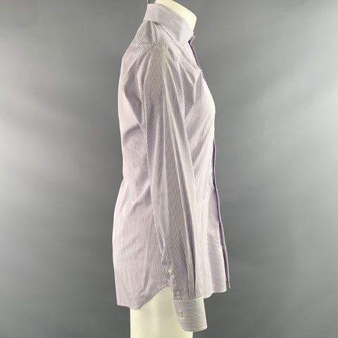 HAMILTON Size S Purple White & Blue Stripe Spread Collar Long Sleeve Shirt