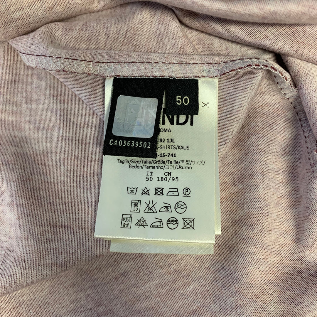 FENDI Size M Burgundy Blue Print Cotton T Shirt