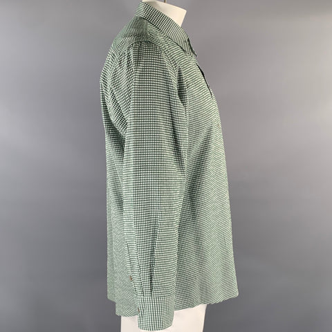 Chemise manches longues en coton à carreaux vichy vert et blanc BOTTEGA VENETA taille XL