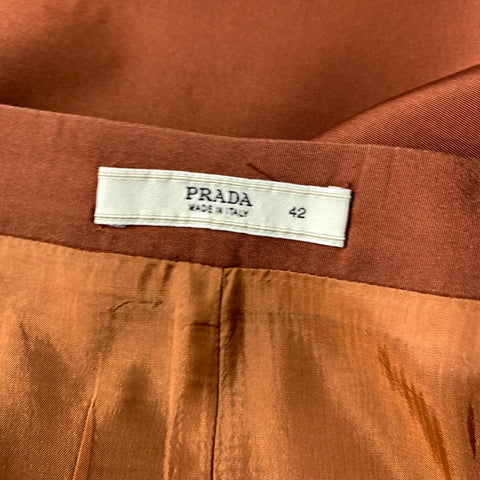PRADA Size 6 Orange Rust Silk Blend 3 button Knee Length Skirt