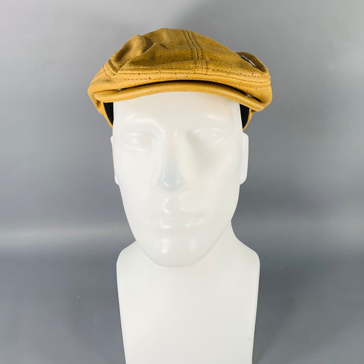 GOORIN BROTHERS by CASSEL GORRIN Yellow Perforated Leather Flat Cap Hat