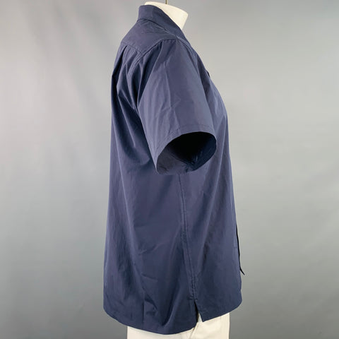 GOLDWIN Size L Navy Polyester One Pocket Snaps Short Sleeve Shirt