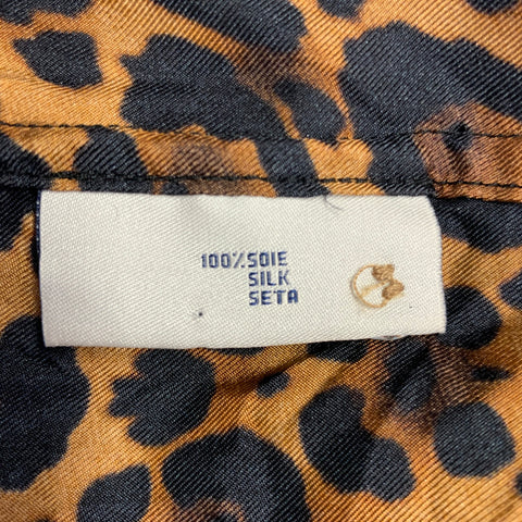 PIERRE-LOUIS MASCIA Size XS Brown Tan Animal Print Silk Short Sleeve Shirt