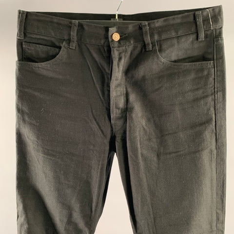 CELINE Size 33 Black Cotton Straight Leg Jeans