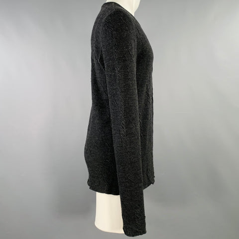 Pull Vintage Col Rond Texturé Gris Anthracite Taille M