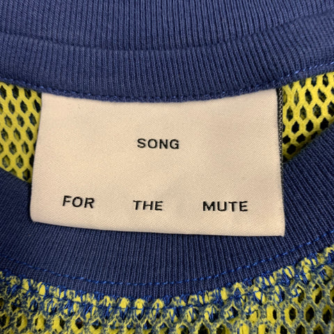 SONG FOR THE MUTE Size M Blue Yellow Mesh Nylon Short Sleeve T-shirt