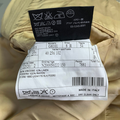 PRADA Size 44 Regular Tan Brown Pinstripe Viscose Linen Sport Coat