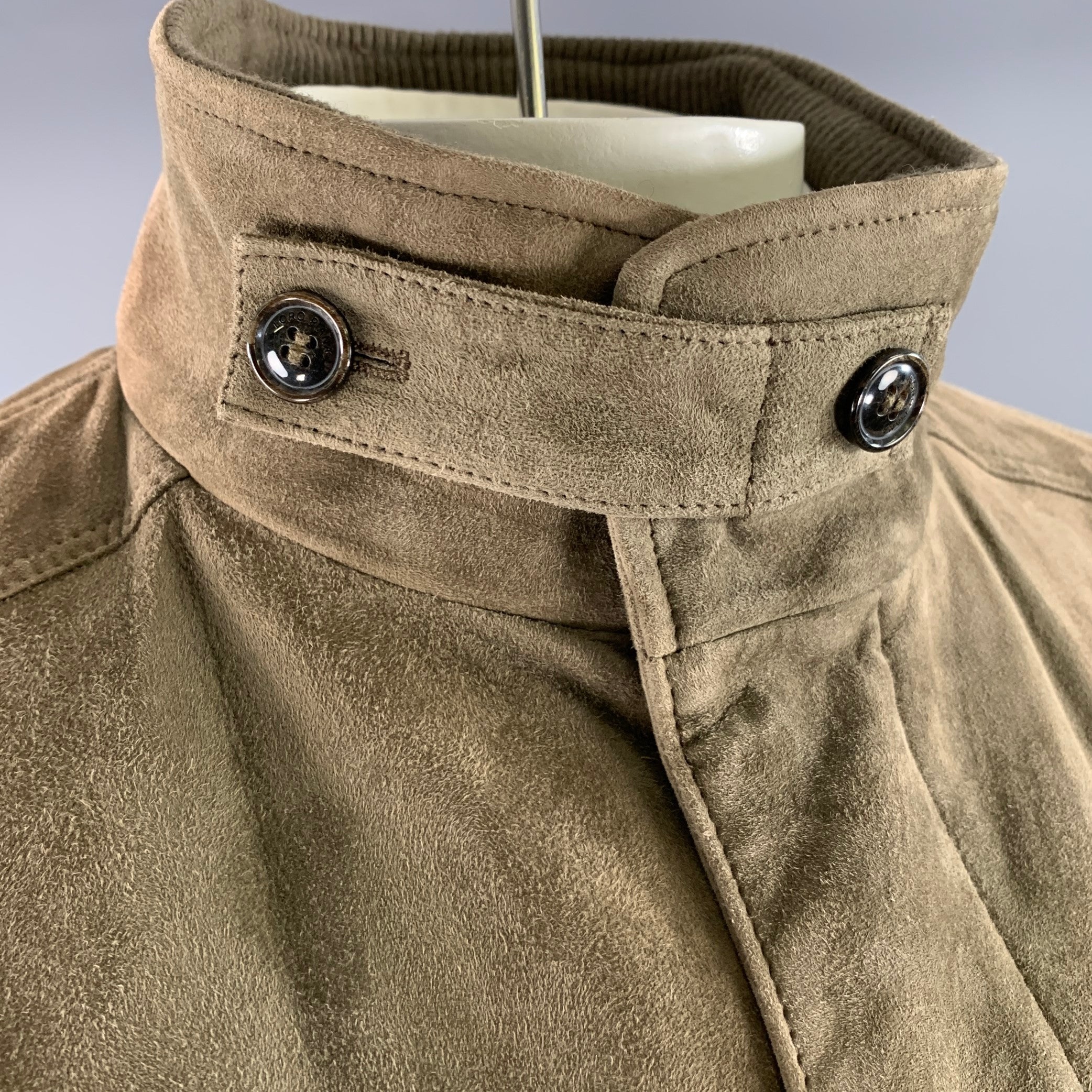 LORO PIANA Size XXL Khaki Solid Suede Field Jacket – Sui Generis