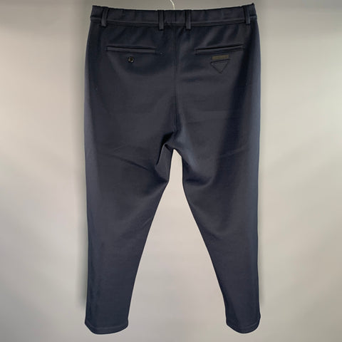 PRADA Size XL Navy Polyester Elastane Elastic Waistband Casual Pants