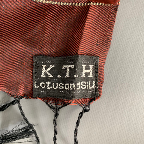 K.T.H Burgundy Cream Stripe Fringe Scarf