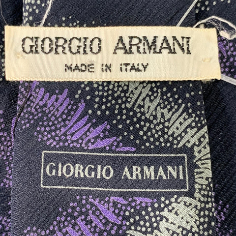 GIORGIO ARMANI Black Purple Abstract Silk Tie