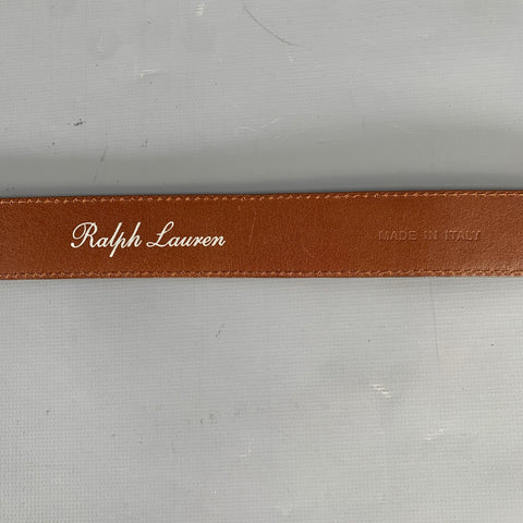 RALPH LAUREN Size 36 Brown Textured Alligator Leather Sterling Silver Belt