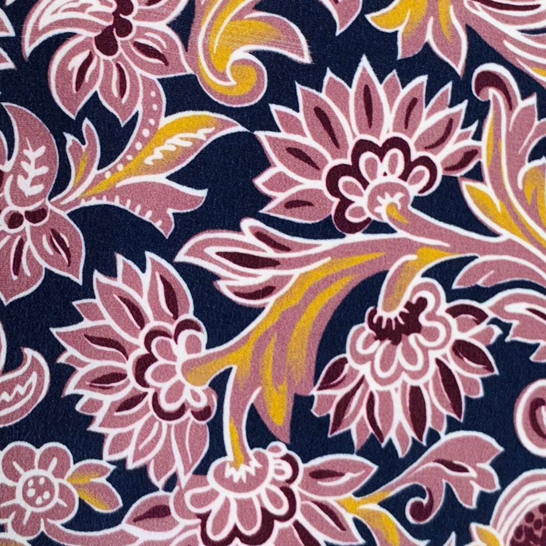 MAX MARA Size 12 Navy Burgundy Silk Abstract Floral Long Shirt Dress