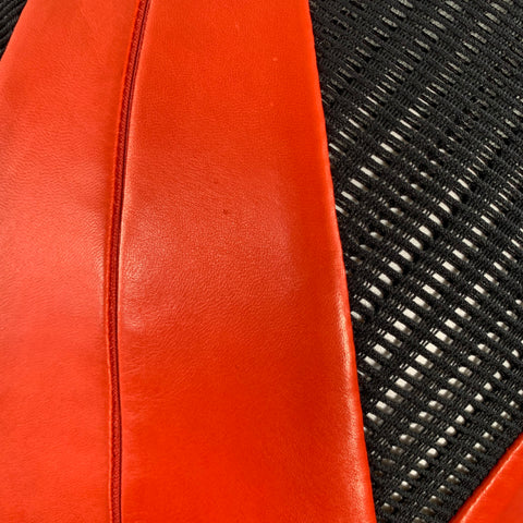 JASON WU Size XS Red Black Leather Color Block Sleeveless Mini Cocktail Dress