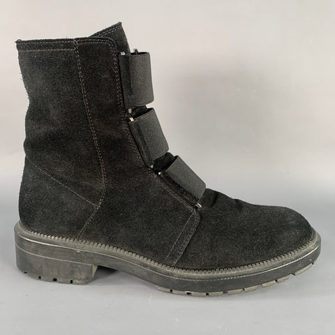 AQUATALIA Size 7.5 Black Suede Elastic Side Zipper Ankle Boots