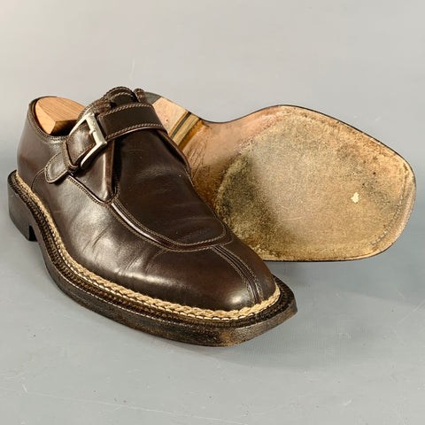 A. TESTONI Size 10.5 Brown Leather Monk Strap Split Toe Loafers